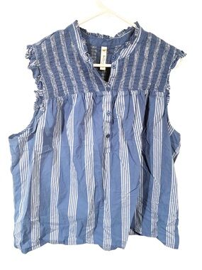 Torrid Belle Isle Plus Size Blue Pin Stripe Sleeveless Top Size 2X